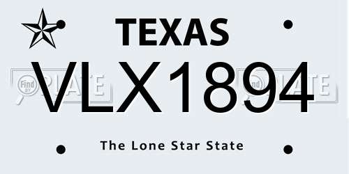 VLX1894 Texas License Plate