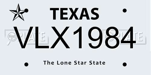 VLX1984 Texas License Plate
