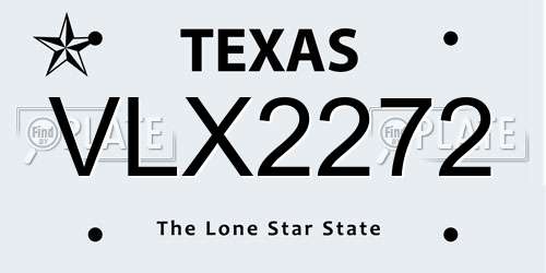 VLX2272 Texas License Plate