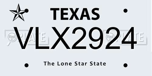 VLX2924 Texas License Plate