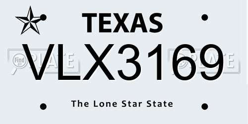 VLX3169 Texas License Plate