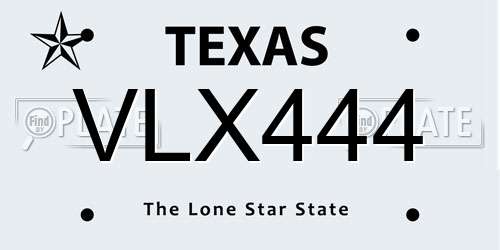 VLX444 Texas License Plate
