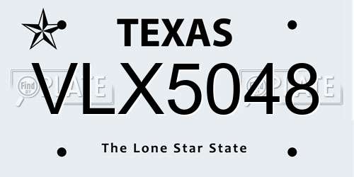 VLX5048 Texas License Plate