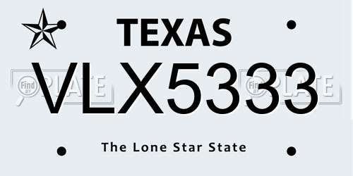 VLX5333 Texas License Plate