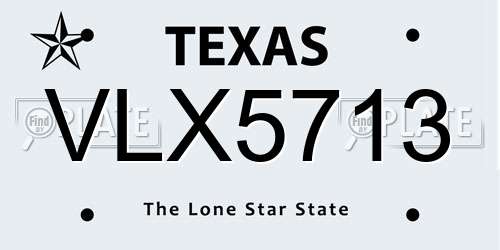 VLX5713 Texas License Plate