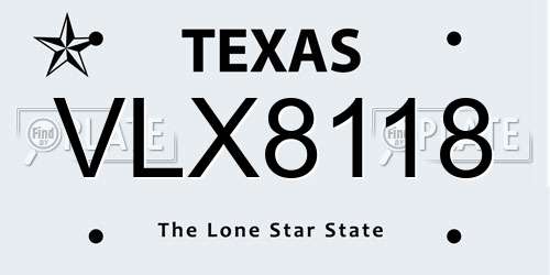 VLX8118 Texas License Plate