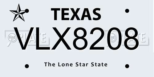 VLX8208 Texas License Plate