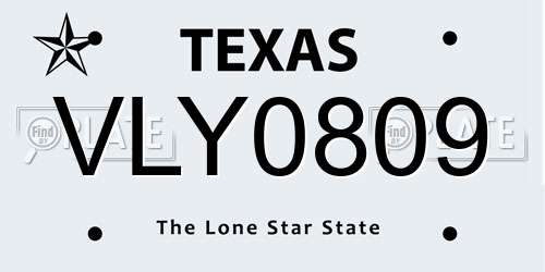 VLY0809 Texas License Plate