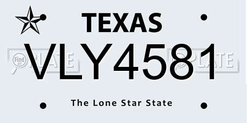 VLY4581 Texas License Plate
