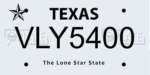 VLY5400 Texas License Plate