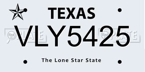 VLY5425 Texas License Plate