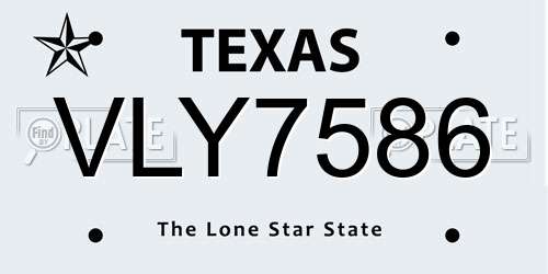VLY7586 Texas License Plate