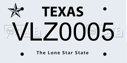 VLZ0005 Texas License Plate