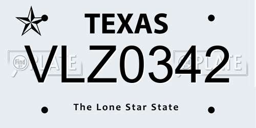 VLZ0342 Texas License Plate