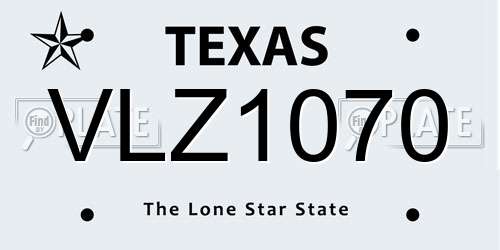 VLZ1070 Texas License Plate