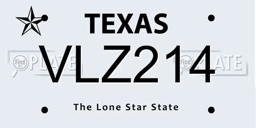 VLZ214 Texas License Plate