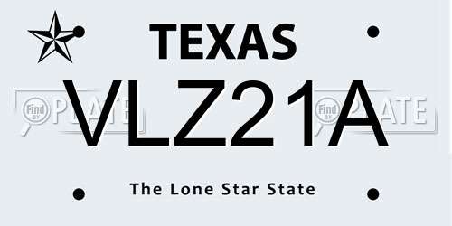 VLZ21A Texas License Plate