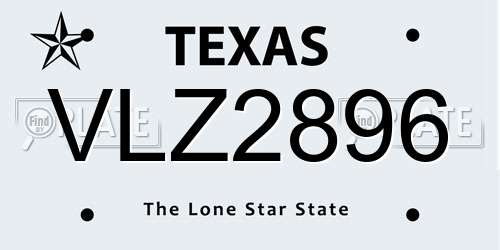 VLZ2896 Texas License Plate
