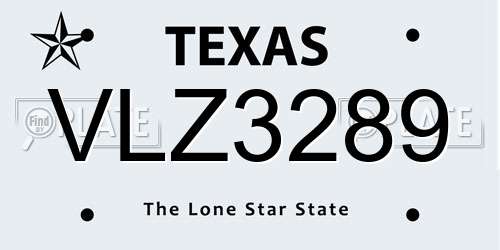 VLZ3289 Texas License Plate