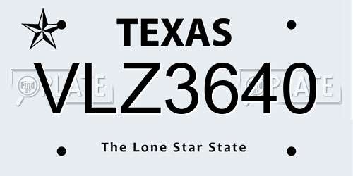 VLZ3640 Texas License Plate
