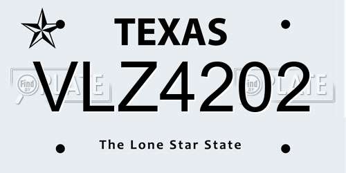 VLZ4202 Texas License Plate