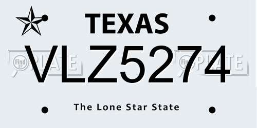 VLZ5274 Texas License Plate