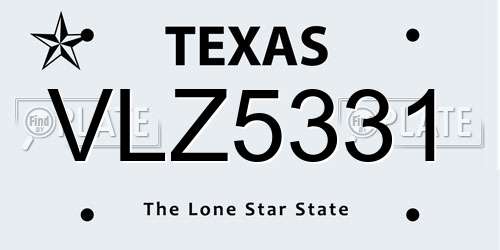 VLZ5331 Texas License Plate