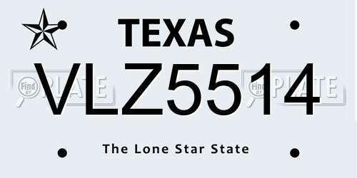 VLZ5514 Texas License Plate
