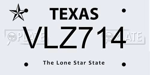 VLZ714 Texas License Plate