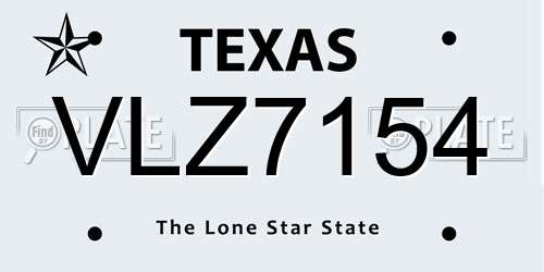 VLZ7154 Texas License Plate