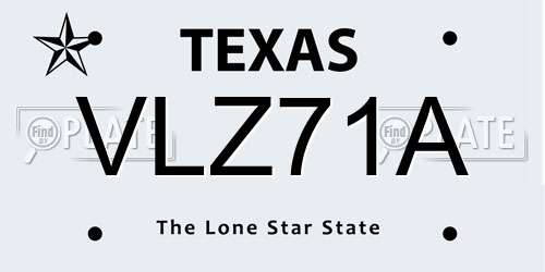 VLZ71A Texas License Plate