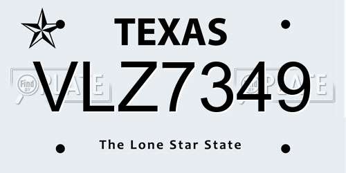 VLZ7349 Texas License Plate