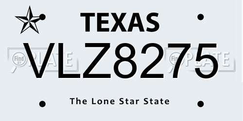 VLZ8275 Texas License Plate