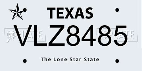 VLZ8485 Texas License Plate