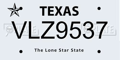 VLZ9537 Texas License Plate
