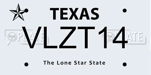 VLZT14 Texas License Plate