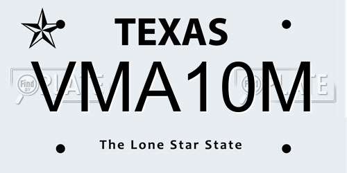 VMA10M Texas License Plate