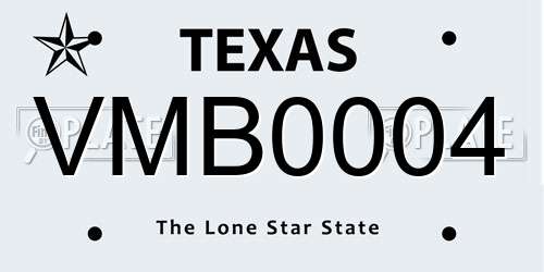 VMB0004 Texas License Plate