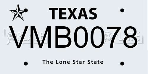 VMB0078 Texas License Plate