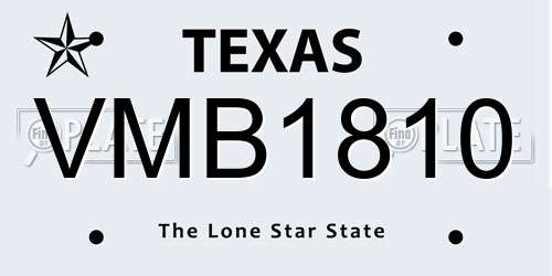 VMB1810 Texas License Plate
