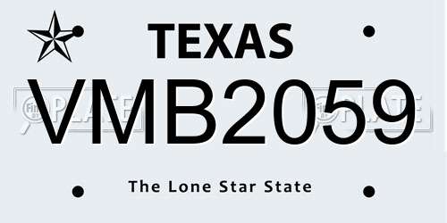 VMB2059 Texas License Plate