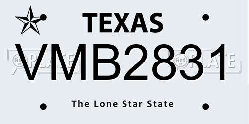 VMB2831 Texas License Plate