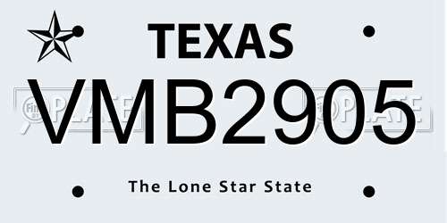 VMB2905 Texas License Plate