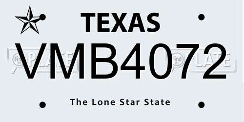 VMB4072 Texas License Plate