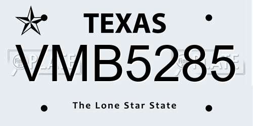 VMB5285 Texas License Plate