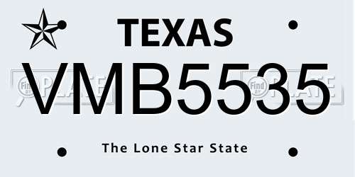 VMB5535 Texas License Plate