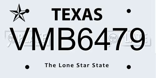 VMB6479 Texas License Plate