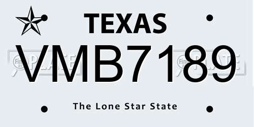 VMB7189 Texas License Plate