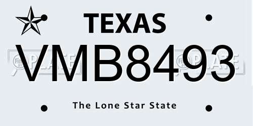 VMB8493 Texas License Plate