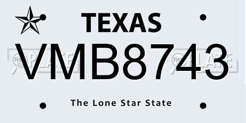 VMB8743 Texas License Plate